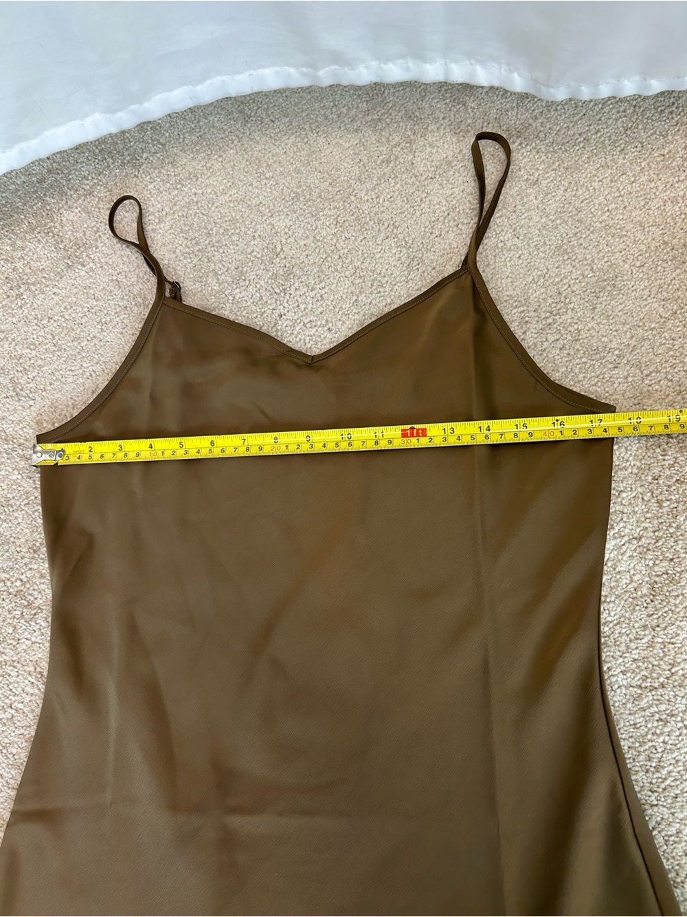 House of Harlow 1960 Khaki brown Satin Slip Dress maxi V-neck classy Sz M NWOT - Picture 9 of 13